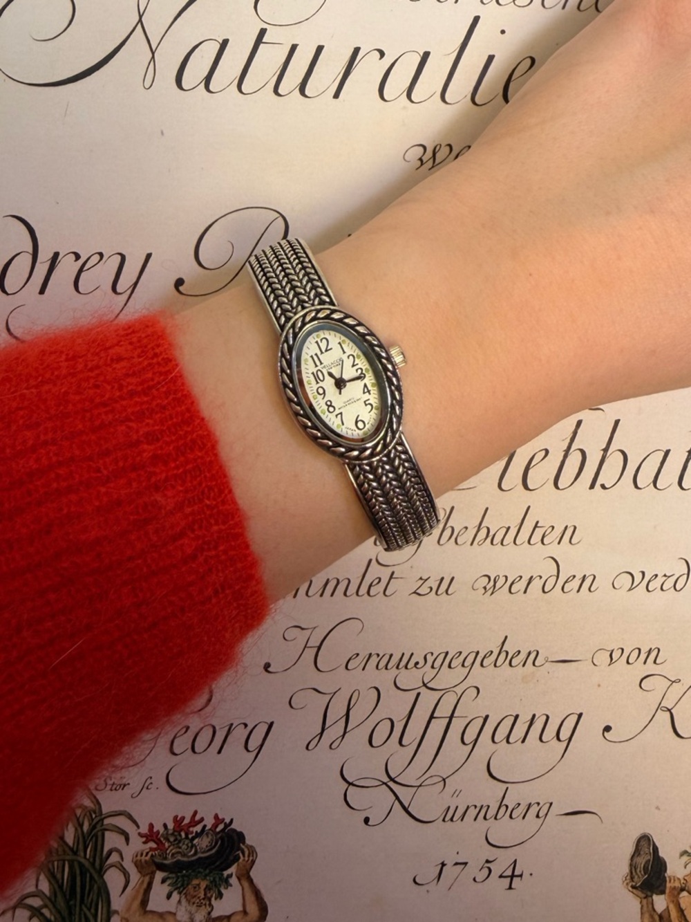 Vintage Women's Silver-Tone Oval Dial Bracelet Bangle Watch - Silver